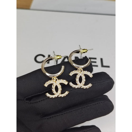 18K  Chanel Diamond Pendant Earrings